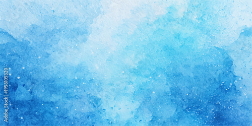 A cold abstract blue grunge watercolor background features a frozen winter texture of frost and ice on a vintage paper surface