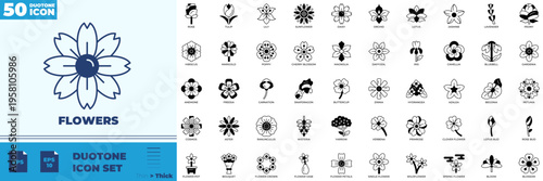 Flowers Duotone Editable Icons set