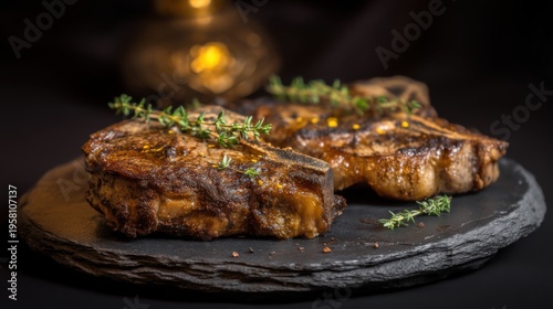 Grilled meat feast kitchen table food photography cozy atmosphere close-up view culinary delight