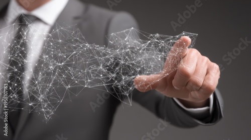 Innovative business technology interaction corporate office digital concept professional environment close-up view future vision