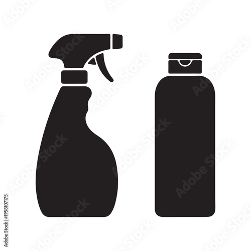 Cleaning spray and Shampoo simple icon. Washing liquid or Cleanser symbol. Housekeeping equipment sign. Quality design elements. Classic style. Vector
