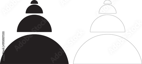 Stacked black semicircles decreasing in size white
