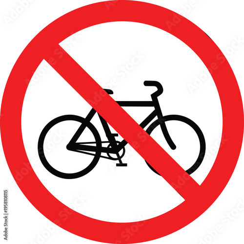 Bicycle prohibition sign indicating no cycling allowed within specified pedestrian zones or pathways