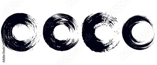 Black Ink Grunge Round Frames and Borders Collection. eps10