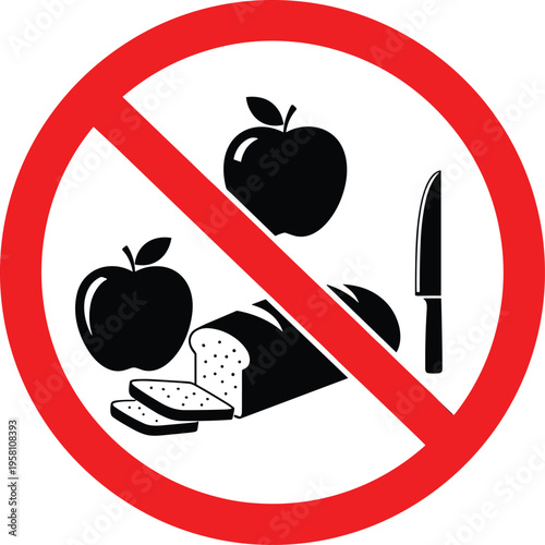 No food allowed sign isolated on transparent background prohibition symbol for eating area