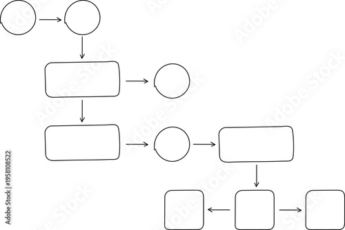 Business Process Hand-Drawn Vector Illustration, Workflow Automation Flowchart, Management System Framework, Business Development and Strategy