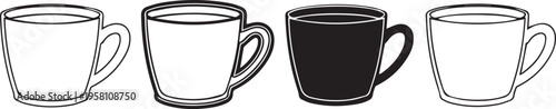 Minimalist Coffee Mugs Vector Illustration –