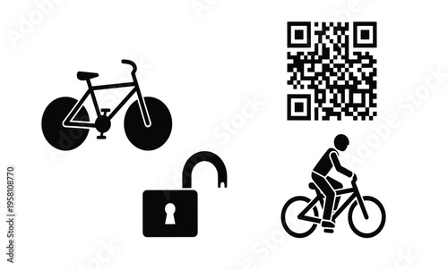 Bicycle and rider with lock icon.