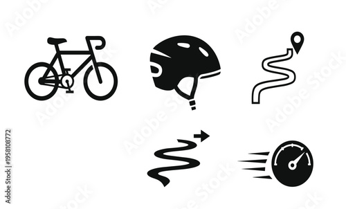 Bicycle Racing Speed Icons Set.