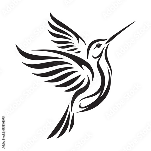 sword billed hummingbird logo design