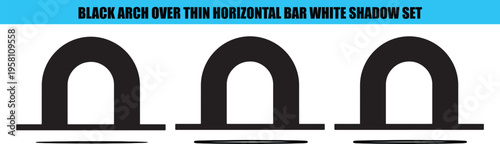 Three black arches over thin horizontal bars with white shadows