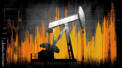 Oil extraction process impacting global economy industrial site digital illustration abstract environment dynamic viewpoint