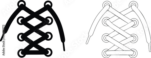 Minimalist shoe lace crisscross outline fashion footwear detail vector icon