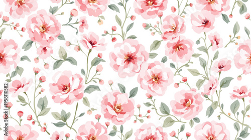 Soft meadow flowers decorating a minimalist white page for creative projects