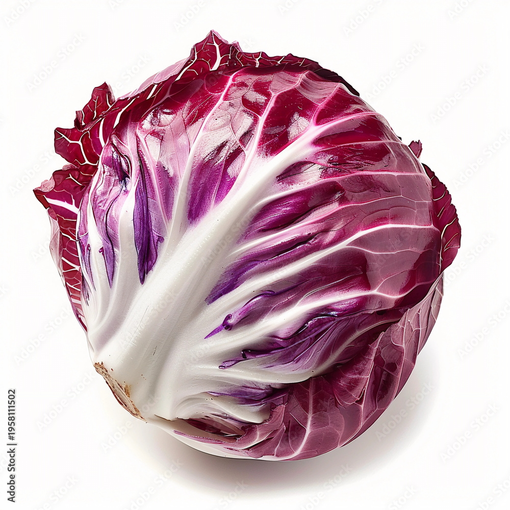 Fototapeta premium Fresh radicchio whole isolated on white background