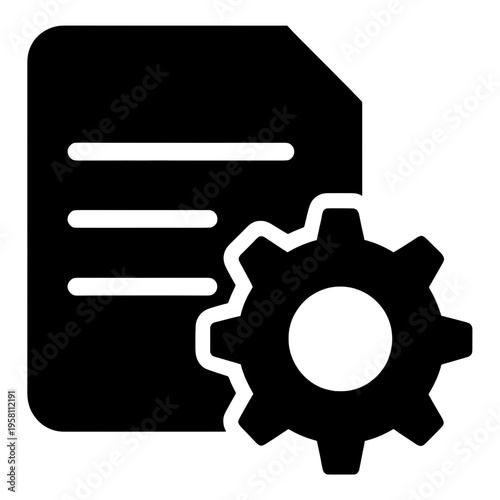 Document With Gear Outline Line Icon