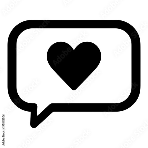 Heart Inside Chat Bubble Outline UI Icon