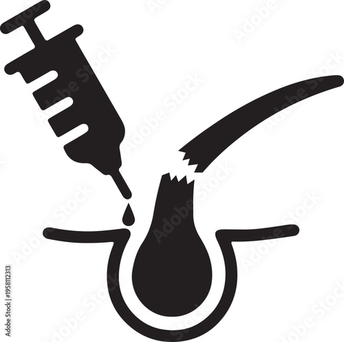 Hair follicle injection icon for hair growth treatment
