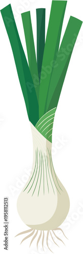 Fresh Leek Vegetable Flat Illustration