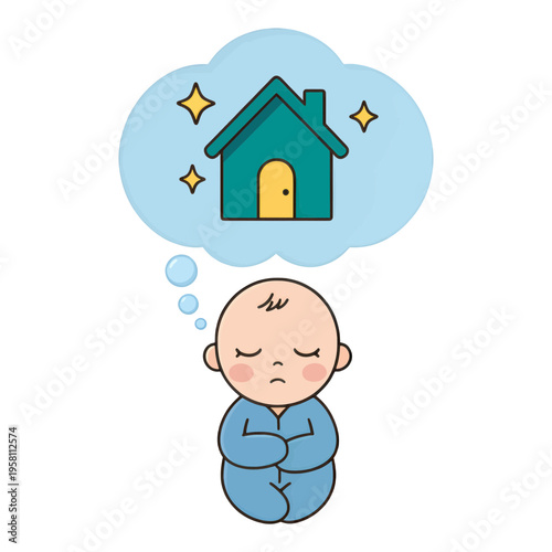 Sleeping Baby Dreaming Of House Flat UI Icon