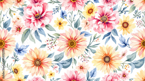 A soft and dreamy floral border with gentle brush strokes and natural elements surrounding a clean design space