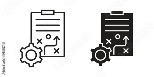 Strategical planning icons. Black and White Vector Icons. can be used web and mobile