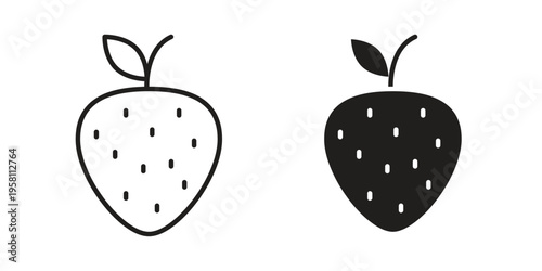 Strawberry icons. Black and White Vector Icons. can be used web and mobile