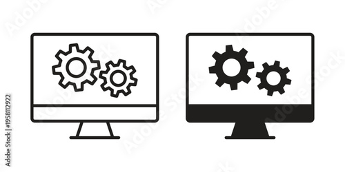 System icons. Black and White Vector Icons. can be used web and mobile