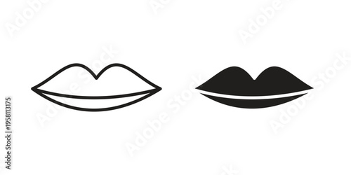 Thin lips icons. Black and White Vector Icons. can be used web and mobile