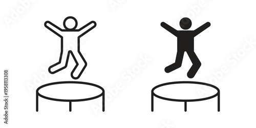 Trampolining icons. Black and White Vector Icons. can be used web and mobile
