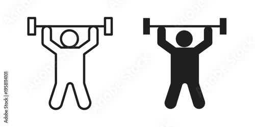 Weightlifter icons. Black and White Vector Icons. can be used web and mobile