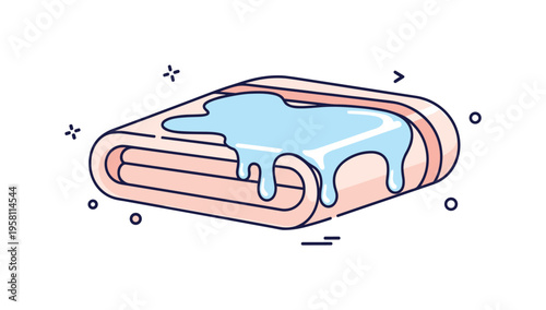 Wet towel texture fabric towel with visible soft folds and water droplets forming along the edge suggesting damp material. The scene emphasizes moisture and