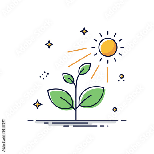 The importance of sunlight highlighting a healthy plant reaching toward warm rays, symbolizing growth, energy, and natural vitality in a bright environment.