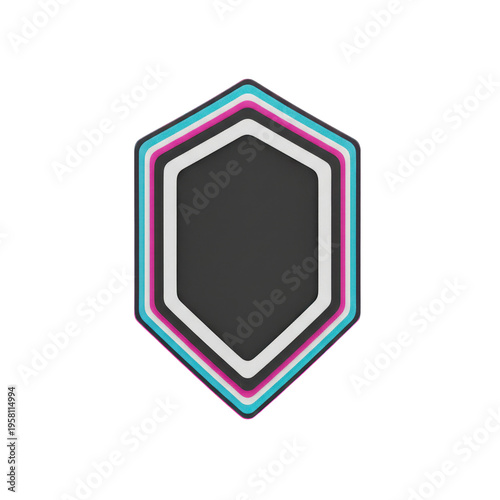 Free Download Hexagonal Badge with Colorful Layered Border - GFXLoad