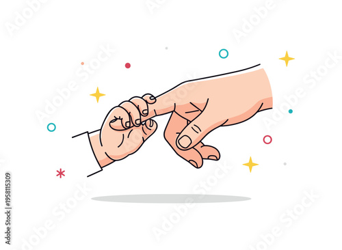 Baby hands grasping finger a tender moment where tiny baby hands gently wrap around an adult finger, expressing trust, connection and early bonding between
