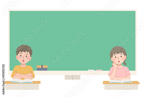 授業で考える男の子と女の子