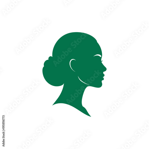 Woman profile silhouette with hair bun