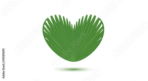 Tropical green palm leaf heart shape