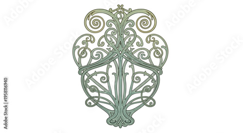 Symmetrical Art Nouveau ornamental flourish vintage design element