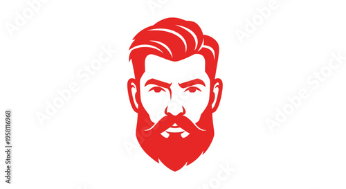 Stylized red bearded man head illustration on white background