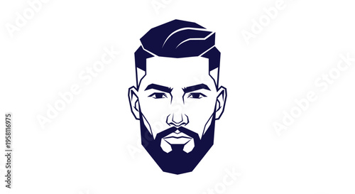Stylized man's head with beard and modern haircut
