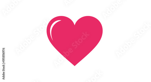 Stylized pink heart icon with highlight on white background