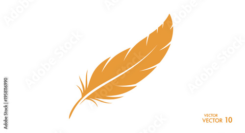Stylized orange feather illustration on white background