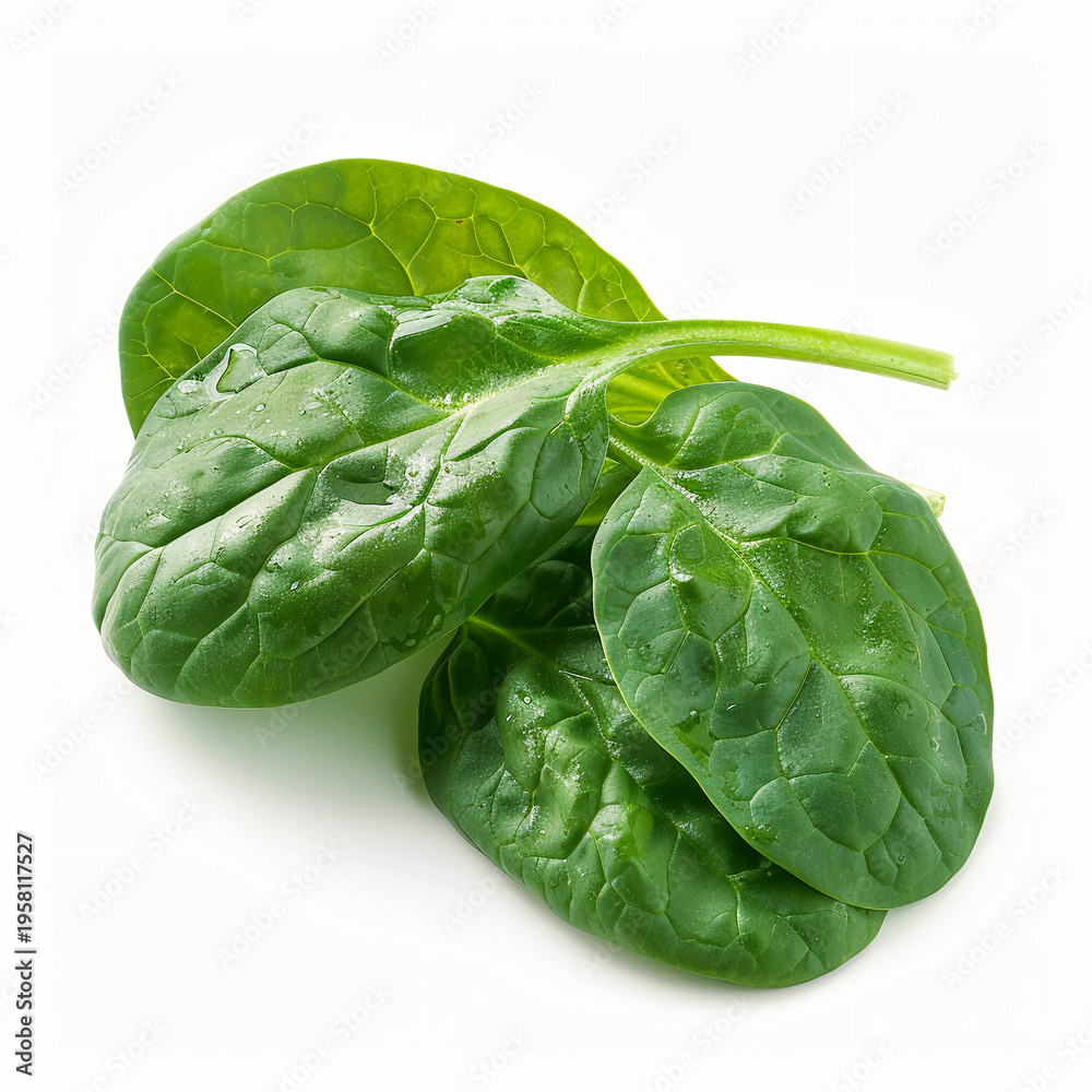 Fototapeta premium Fresh spinach leaves bunch isolated on white background