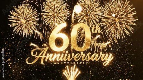 Celebrating 60th Anniversary with Sparkling Fireworks Display at Night