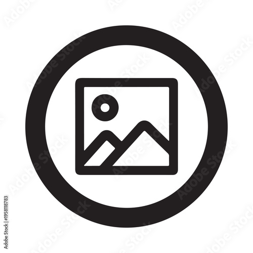 Abstract Mountain Landscape Icon Symbol Minimalist Design Clean Vector Art Graphic Element for Web