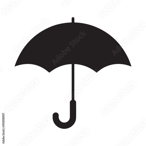 Black Umbrella Silhouette Open Protecting From Rain Weather Protection Symbol