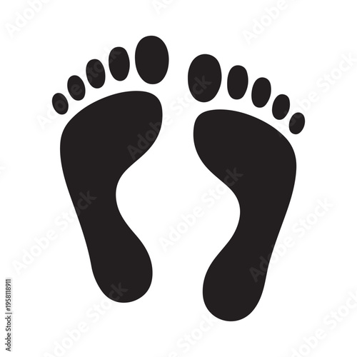 Black Footprints Silhouette on White Background Close-up Detail Minimalist Graphic Style