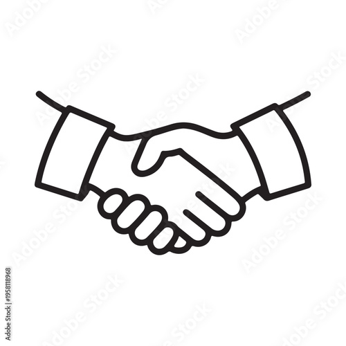 Business Partnership Handshake Agreement Deal Confirmation Minimalist Line Art