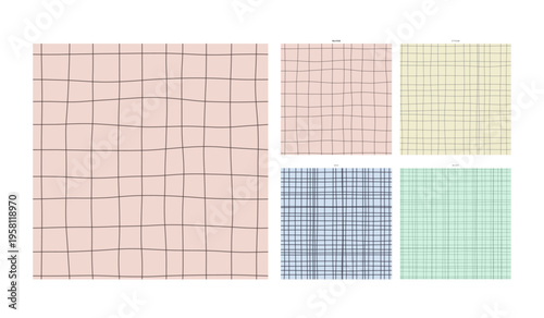Studio Sketch Hand Drawn Grid Arrangement on Blush Paper - Freehand Motif Tile for Home Decoration Textile and Stationery Design Displaying Genuine Freehand Stroke Variation and Textural Depth